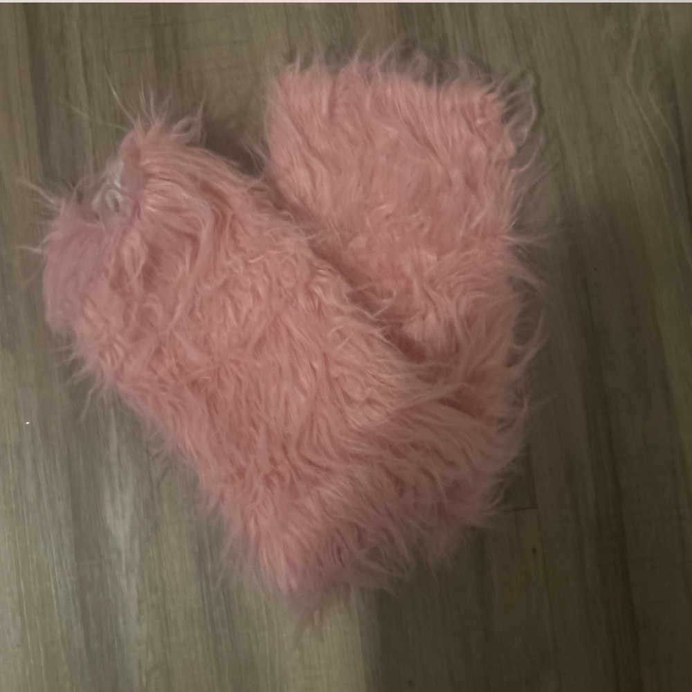 SHEIN Pink Fuzzy leg Warmers